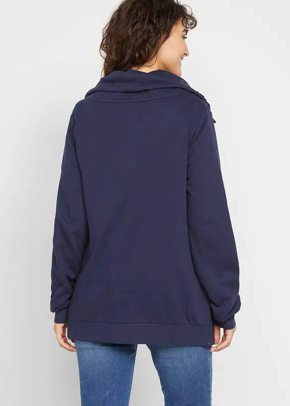 3-in-1 Umstands-Sweatjacke und Tragejacke in blau von hinten (im Anschnitt) - bonprix