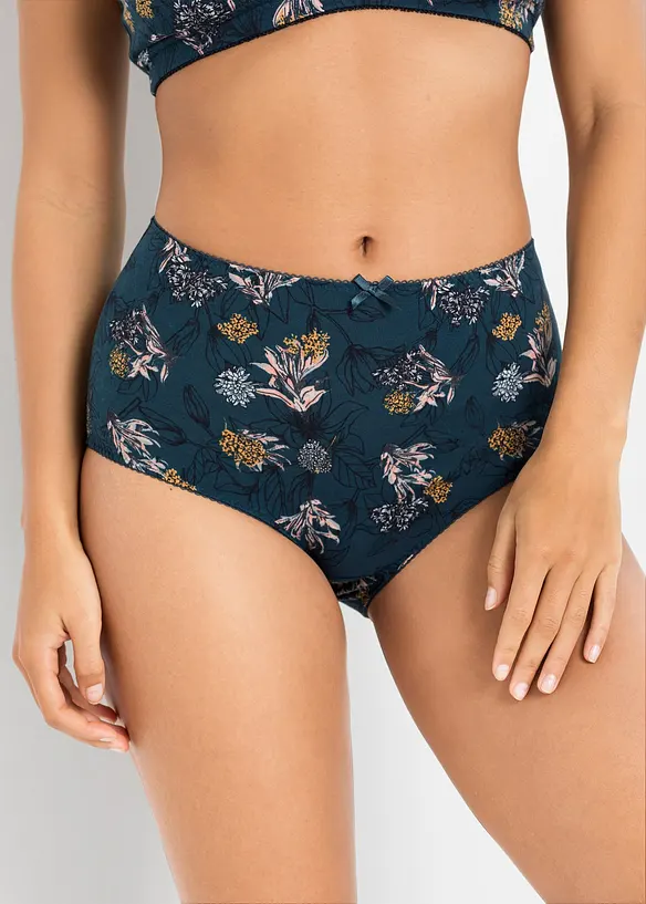 Highwaist Slip mit Bio-Baumwolle (4er Pack) in petrol von vorne - bonprix