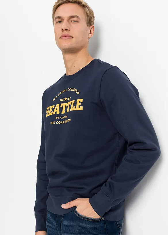 Sweatshirt (2er Pack) in blau von vorne (im Anschnitt) - bonprix