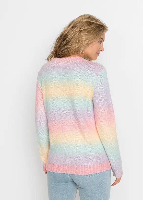 Grobstrick-Pullover aus weichem Woll-Mix in rosa von hinten (im Anschnitt) - bonprix