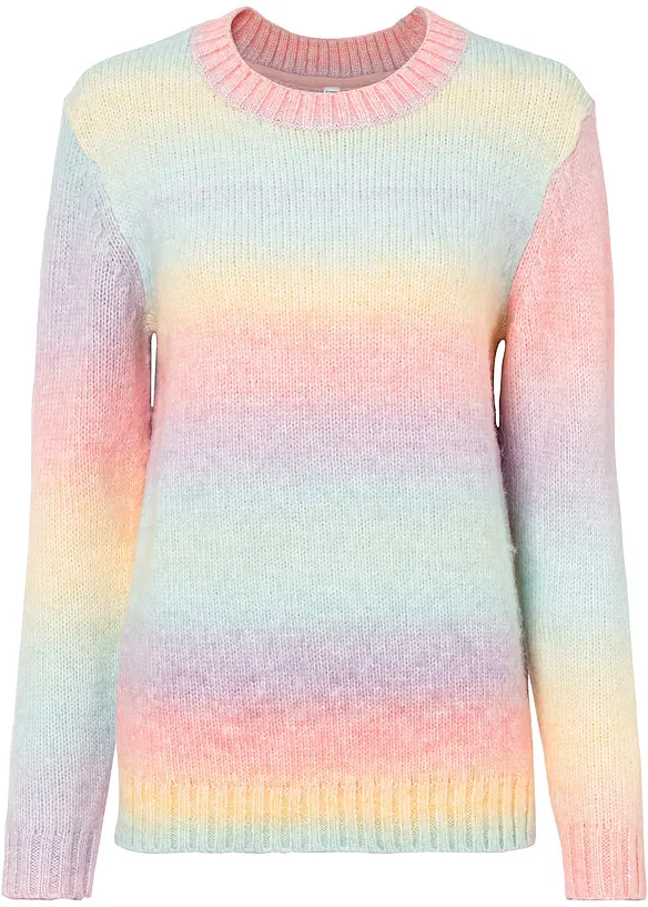 Grobstrick-Pullover aus weichem Woll-Mix in rosa von vorne - bonprix