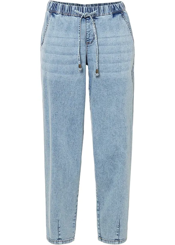 Trendy Jeans in Barrel-Form mit Gummibund - blau, regular - Damen