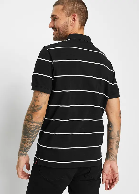 Poloshirt aus reiner Bio-Baumwolle (2er Pack) in schwarz von hinten (im Anschnitt) - bonprix