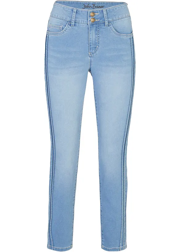 Skinny Jeans Mid Waist, Stretch in blau von vorne - John Baner JEANSWEAR