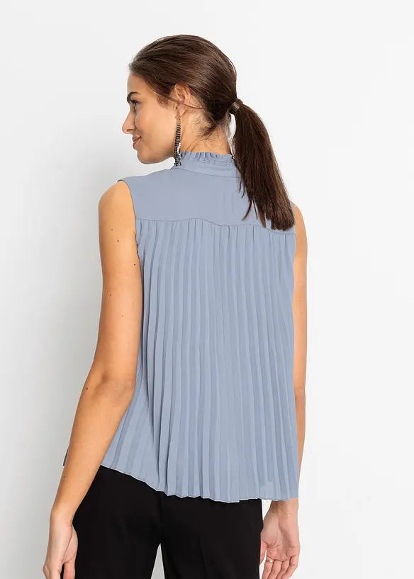 Plissee-Blusentop in blau von hinten (im Anschnitt) - bonprix
