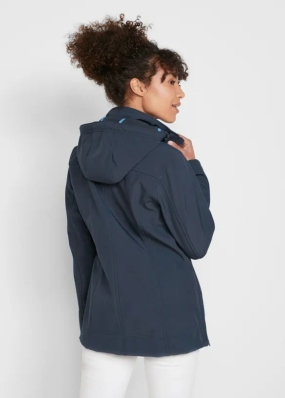 Wasserabweisende Stretch-Softshelljacke in blau von hinten (im Anschnitt) - bonprix