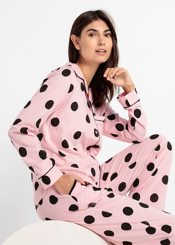 Pyjama mit Knopfleiste in rosa (Detailaufnahme) - bonprix