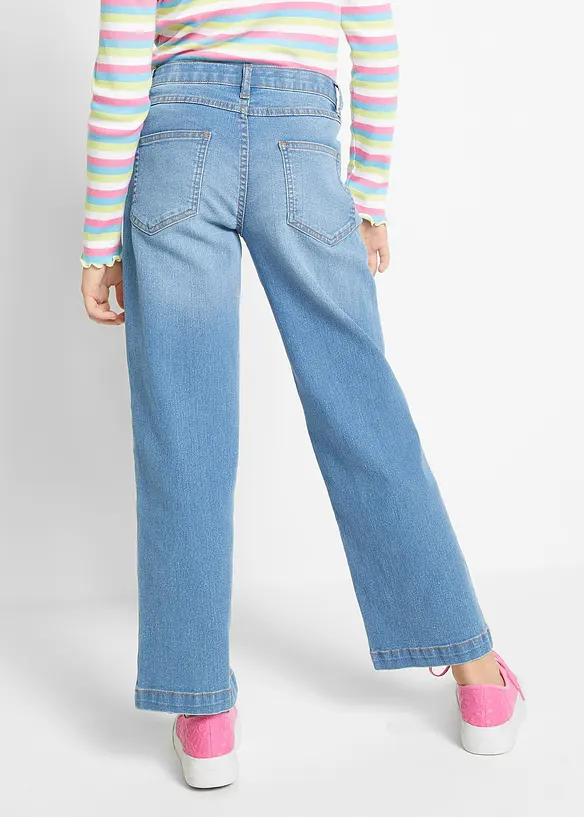 Wide-Leg-Jeans Mid Waist in blau von hinten - bonprix