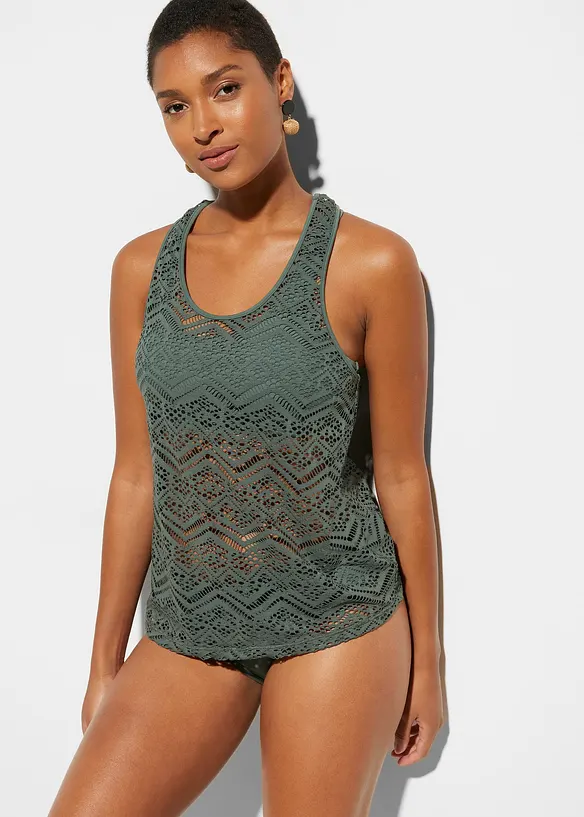 Tankini (2-tlg.Set) in grün von vorne (Totalaufnahme) - bonprix