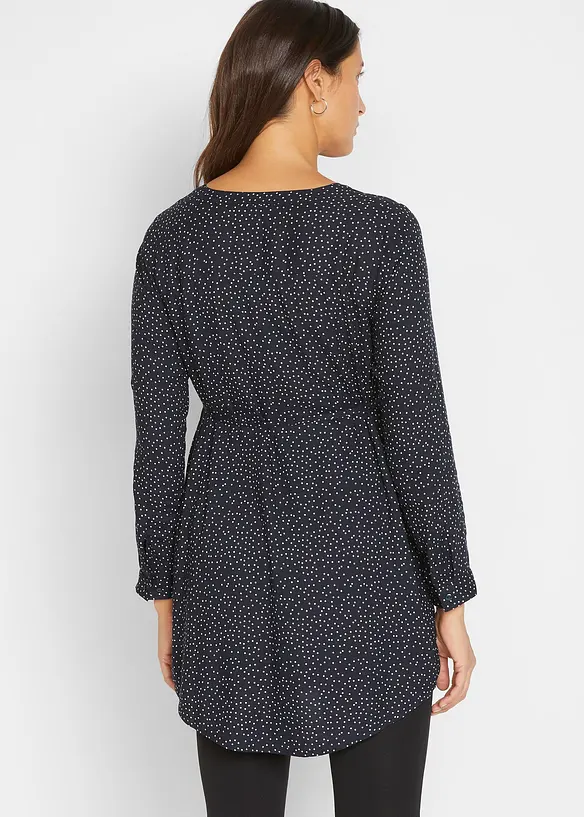 2-in-1 Umstands- und Stillblusenkleid aus fließender Viskose in blau von hinten (Totalaufnahme) - bonprix