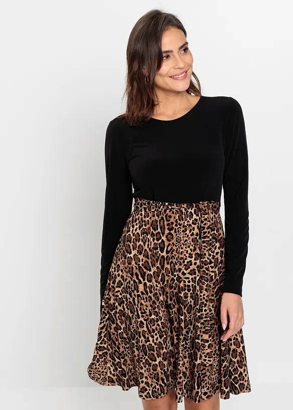 Minikleid mit Print in schwarz von vorne (Totalaufnahme) - bonprix