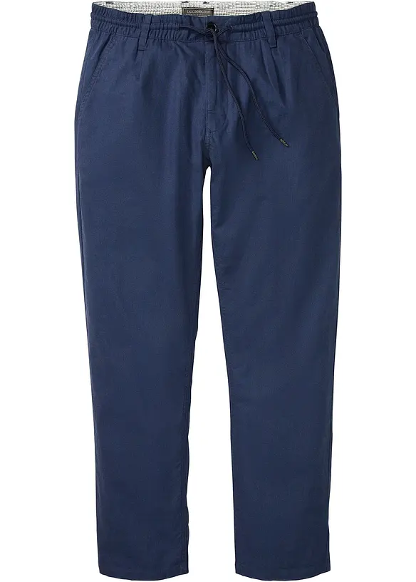 Relaxed Fit Schlupf-Hose aus luftigem Leinen-Mix, Straight in blau von vorne - bonprix