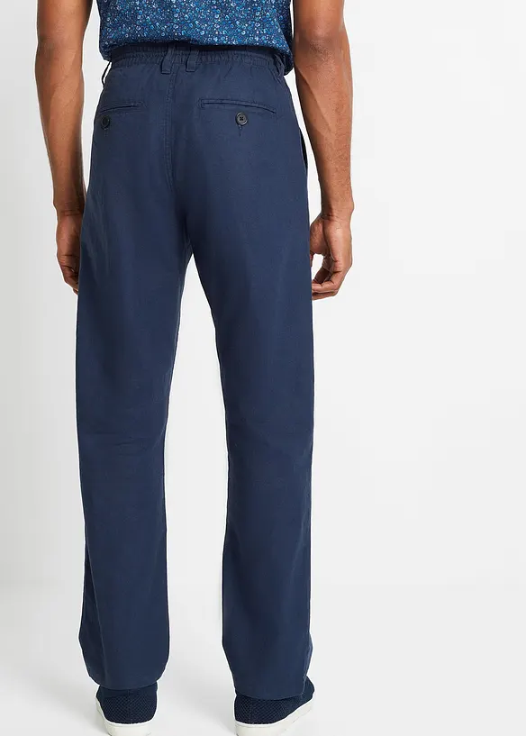 Relaxed Fit Schlupf-Hose aus luftigem Leinen-Mix, Straight in blau von hinten - bonprix
