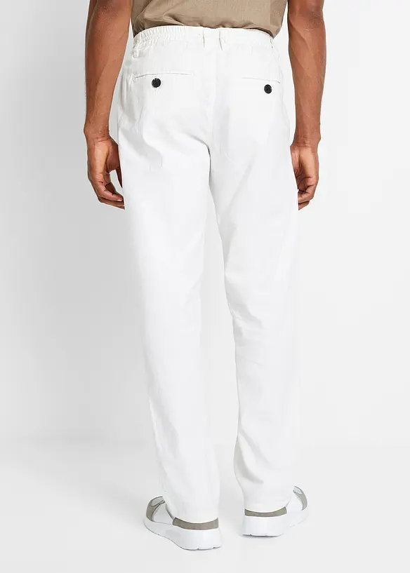 Relaxed Fit Schlupf-Hose aus luftigem Leinen-Mix, Straight in weiß von hinten - bonprix