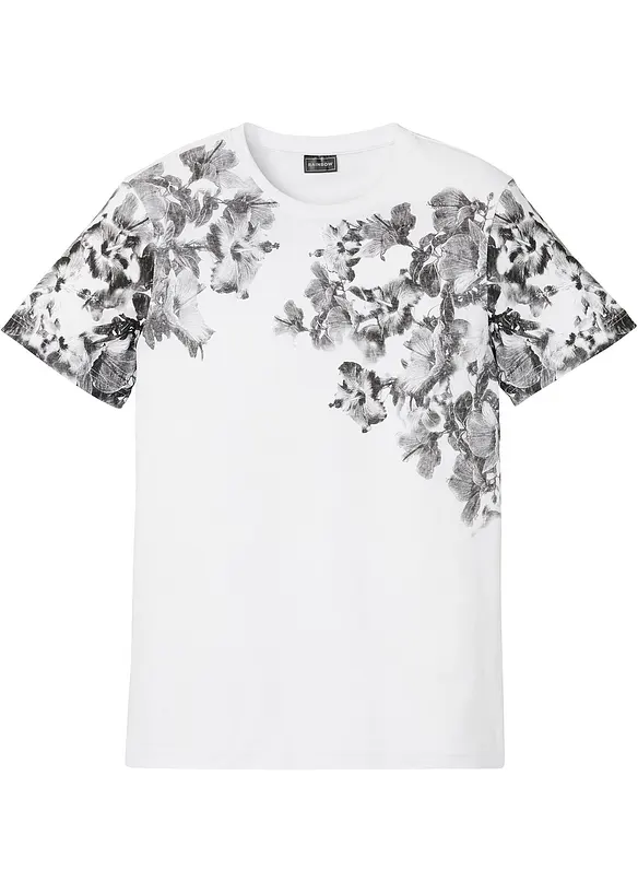 T-Shirt aus reiner Bio-Baumwolle, Slim Fit in weiß von vorne - bonprix