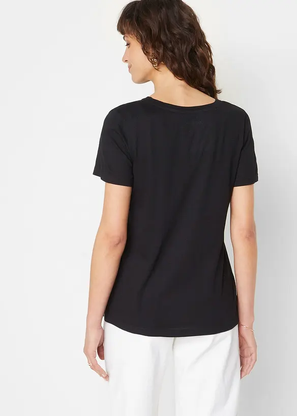 Shirt mit floralem Druck in schwarz von hinten (im Anschnitt) - bonprix Shirt mit floralem Druck in schwarz von hinten (im Anschnitt) - bonprix