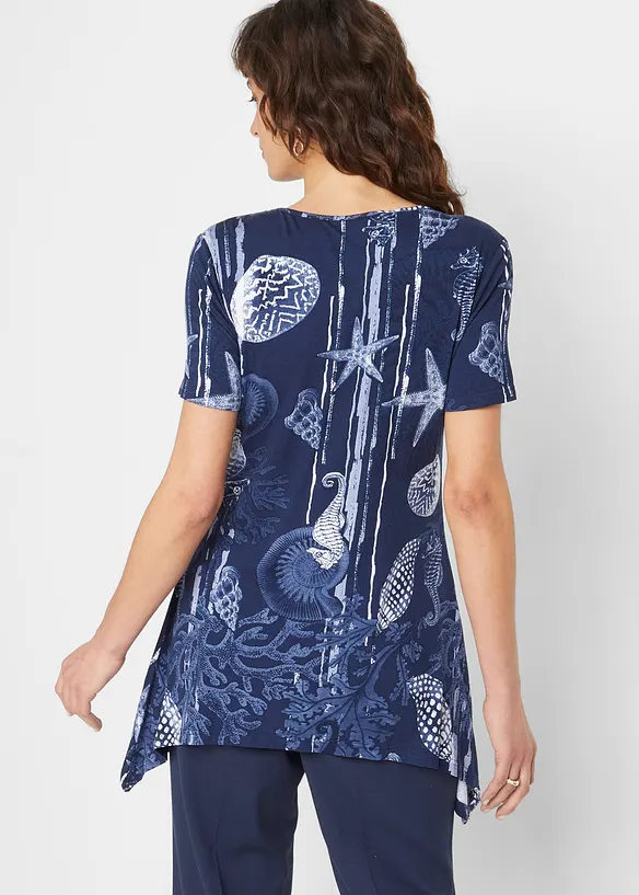 Longshirt aus softem Viskose-Mix in blau von hinten (im Anschnitt) - bonprix