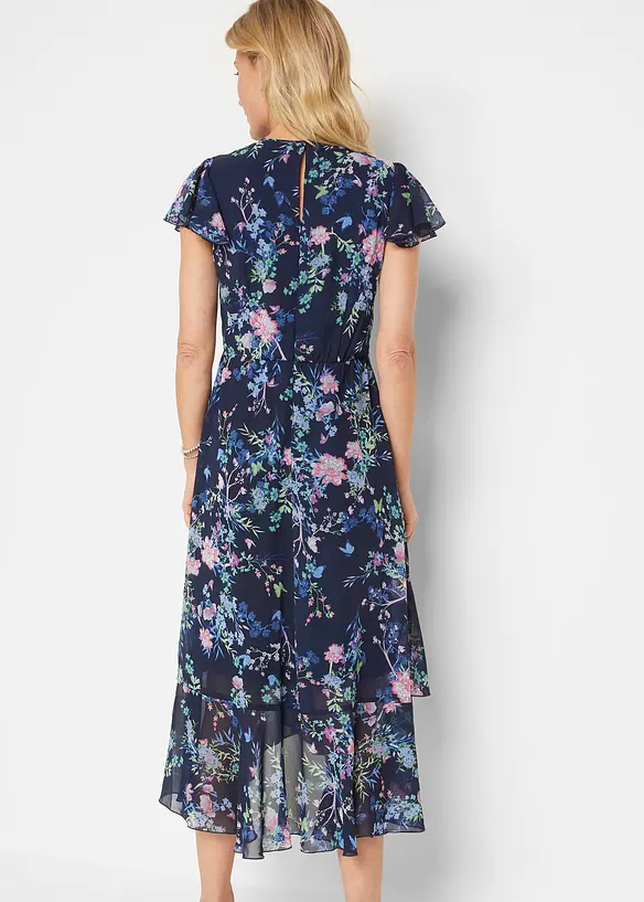 Chiffonkleid mit Flügelärmel in blau von hinten (Totalaufnahme) - bonprix Chiffonkleid mit Flügelärmel in blau von hinten (Totalaufnahme) - bonprix