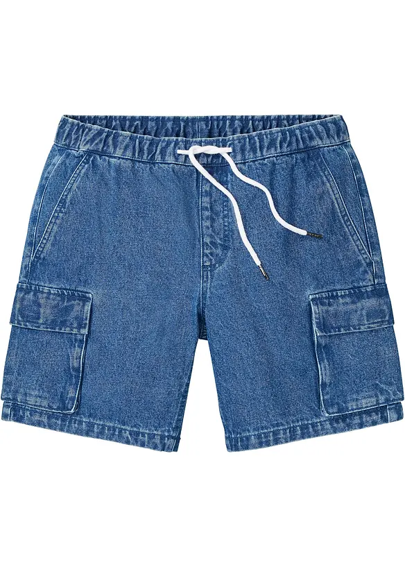 Schlupf-Jeans-Shorts, Loose Fit in blau von vorne - John Baner JEANSWEAR