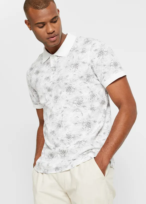 Poloshirt in weiß von vorne (im Anschnitt) - bonprix