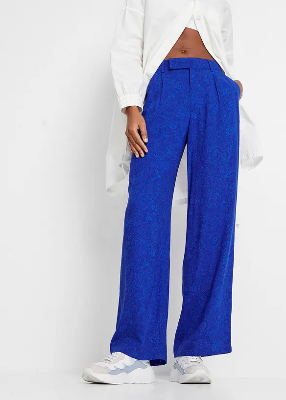 Palazzo-Hose aus fließender Viskose in blau von vorne - bonprix