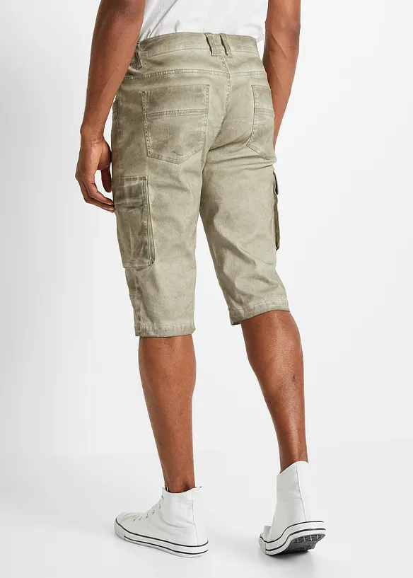 Cargo-Long-Stretch-Bermuda mit Komfortschnitt, Regular Fit in grün von hinten - bonprix