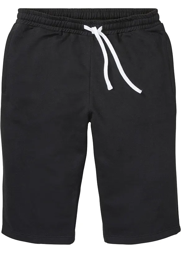 Sweat-Longbermuda in Regular Fit in schwarz von vorne - bonprix