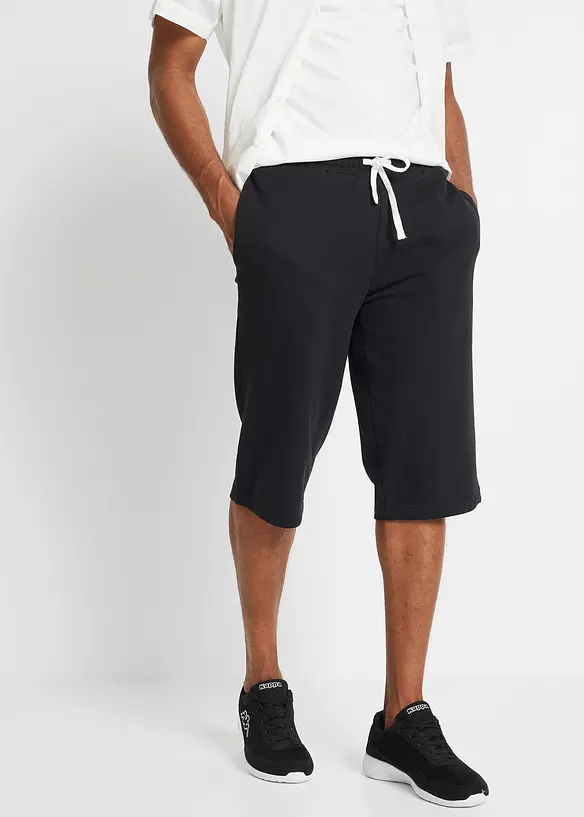 Sweat-Longbermuda in Regular Fit in schwarz von vorne - bonprix