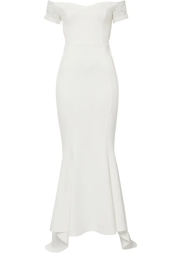 Brautkleid mit Spitze in weiß von vorne - BODYFLIRT boutique