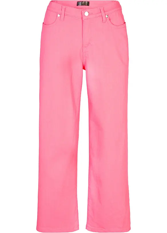 Stretch-Jeans-Culotte in rosa von vorne - bpc selection premium