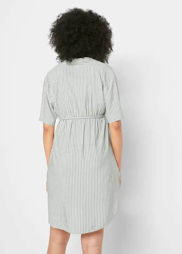 Umstands- und Stillblusenkleid aus fließender Viskose in weiß von hinten (Totalaufnahme) - bonprix