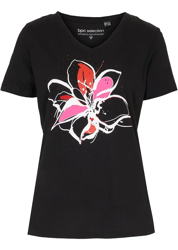 Shirt mit floralem Druck in schwarz von vorne - bonprix Shirt mit floralem Druck in schwarz von vorne - bonprix