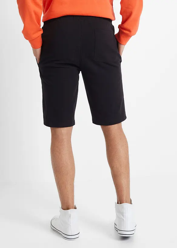 Sweat-Bermuda aus reiner Baumwolle in schwarz von hinten - bonprix