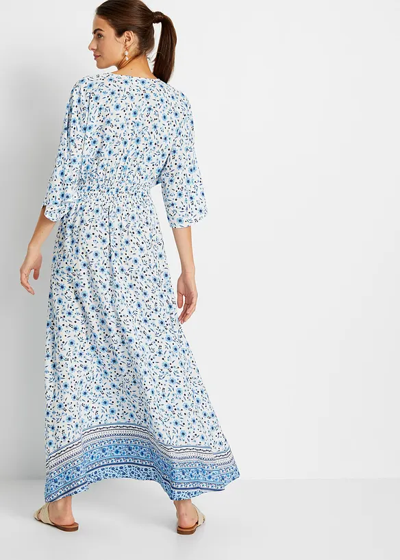 Maxikleid aus reiner Viskose in blau von hinten (Totalaufnahme) - bonprix Maxikleid aus reiner Viskose in blau von hinten (Totalaufnahme) - bonprix