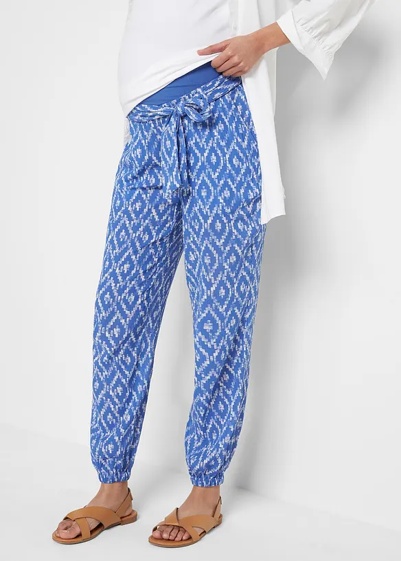 Leichte Umstandshose aus Viskose, Loose Fit in blau von vorne - bonprix