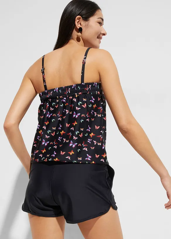 Badeoverall mit Innenslip in schwarz von hinten (Totalaufnahme) - bonprix