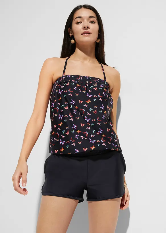 Badeoverall mit Innenslip in schwarz von vorne (Totalaufnahme) - bonprix