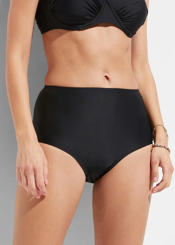 Light Highwaist Shape-Bikinihose in schwarz von vorne - bonprix
