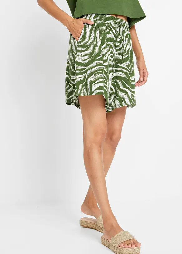 Jersey-Shorts aus softem Viskose-Mix in grün von vorne - bonprix Jersey-Shorts aus softem Viskose-Mix in grün von vorne - bonprix