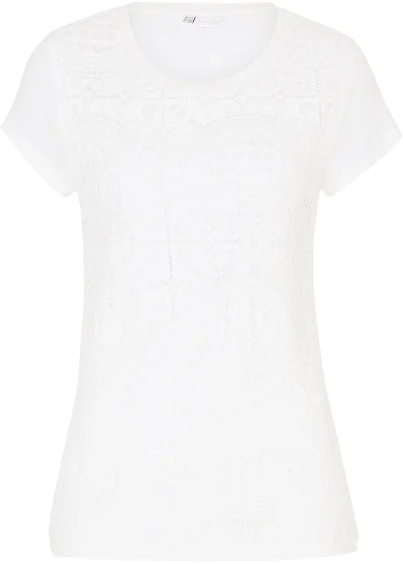 Shirt mit Häkelspitze in weiß von vorne - bpc selection premium