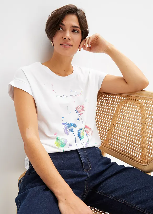 Shirt mit Pusteblumen in weiß von vorne (im Anschnitt) - bonprix Shirt mit Pusteblumen in weiß von vorne (im Anschnitt) - bonprix