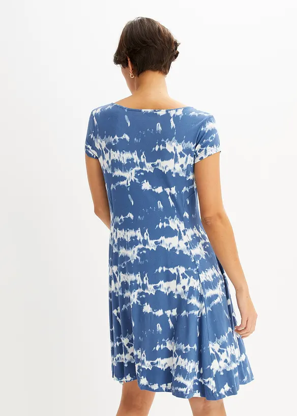 Shirtkleid aus fließender Viskose in blau von hinten (Totalaufnahme) - bonprix