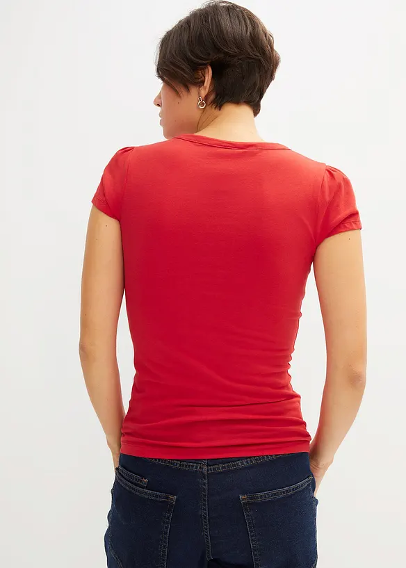 Shirt mit Knopfleiste mit Bio-Baumwolle in rot von hinten (im Anschnitt) - bonprix Shirt mit Knopfleiste mit Bio-Baumwolle in rot von hinten (im Anschnitt) - bonprix