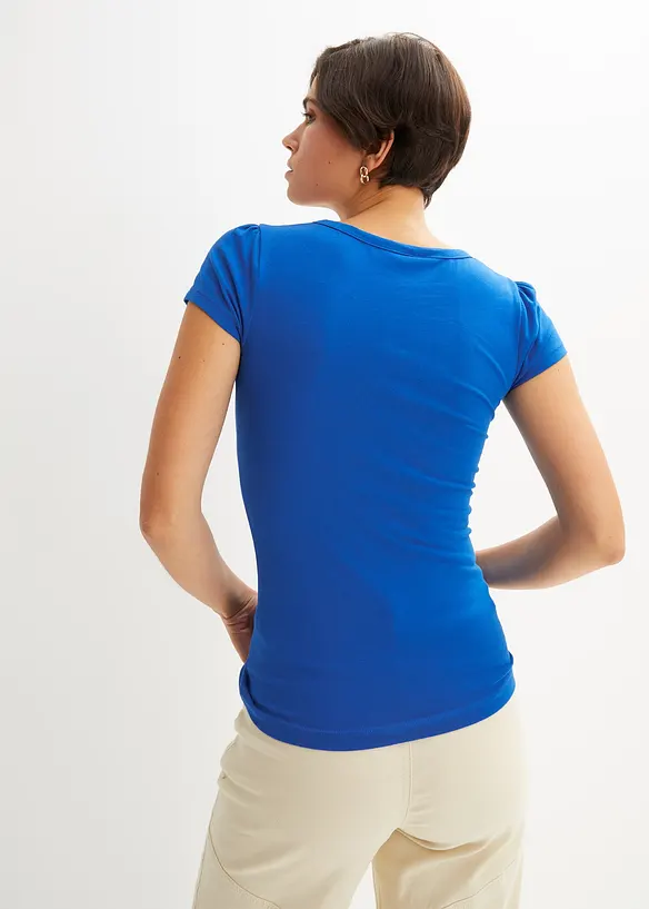 Shirt mit Knopfleiste mit Bio-Baumwolle in blau von hinten (im Anschnitt) - bonprix Shirt mit Knopfleiste mit Bio-Baumwolle in blau von hinten (im Anschnitt) - bonprix
