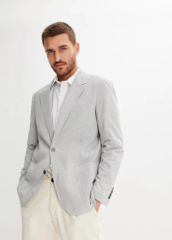 Sakko in Seersucker-Qualität, Regular Fit in weiß von vorne (im Anschnitt) - bonprix