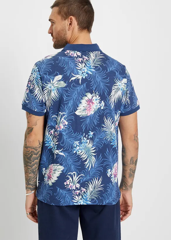 Jersey Poloshirt aus reiner Bio-Baumwolle, Kurzarm in blau von hinten (im Anschnitt) - bonprix