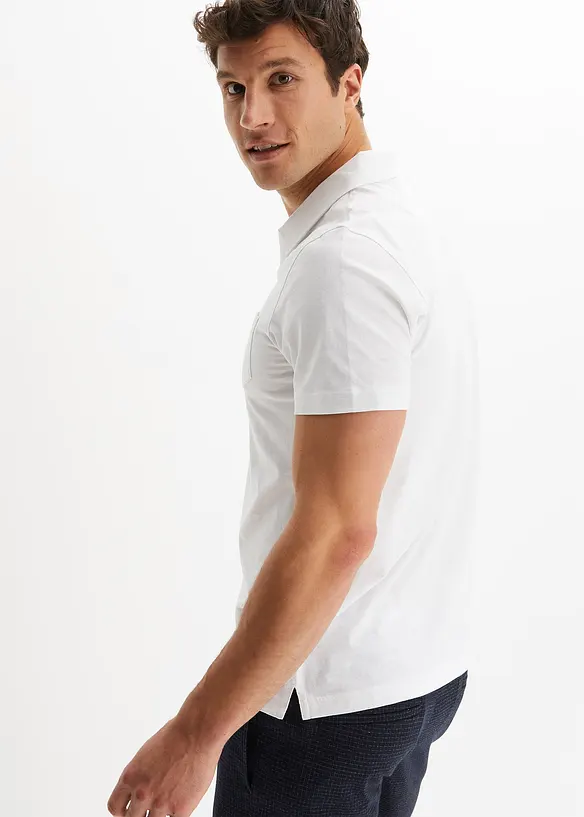 Poloshirt aus reiner Bio-Baumwolle in weiß von hinten (im Anschnitt) - bonprix