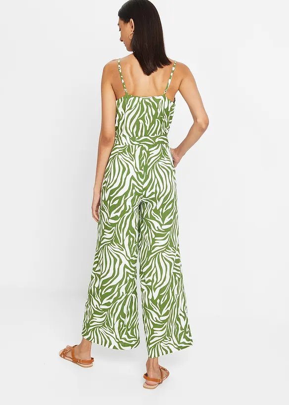 Jumpsuit aus fließender Viskose in grün von hinten (Totalaufnahme) - bonprix