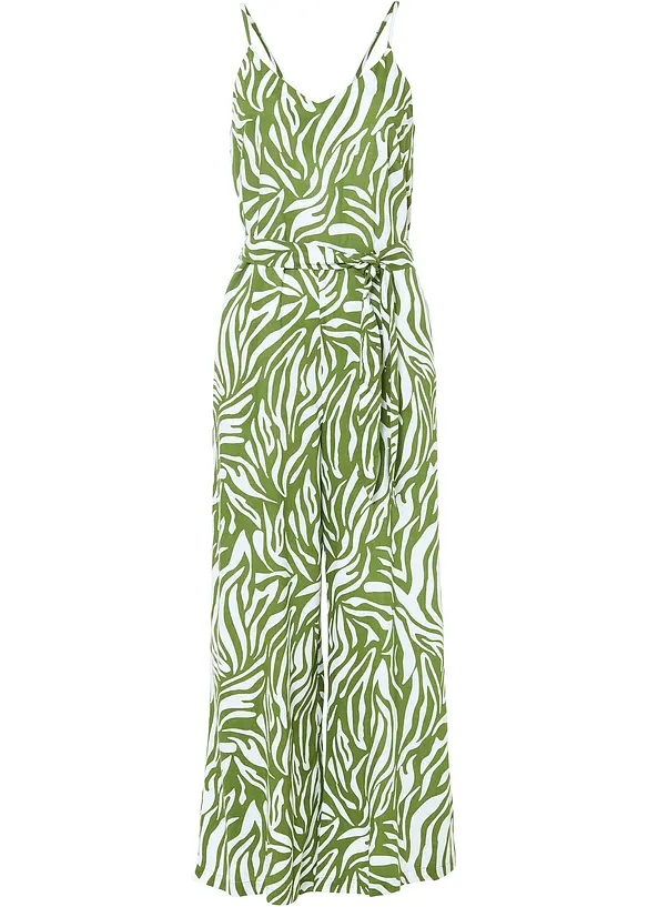 Jumpsuit aus fließender Viskose in grün von vorne - bonprix