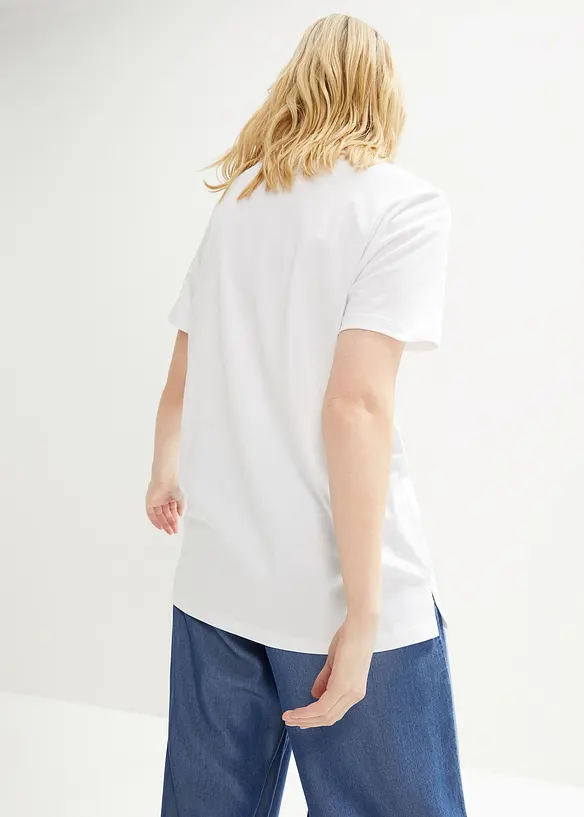 Baumwoll-Shirt mit Druck, Kurzarm in weiß von hinten (im Anschnitt) - bonprix
